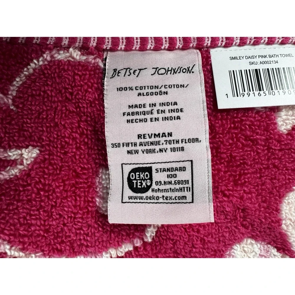 New BETSEY JOHNSON‎ Smiley Daisy Pink 2 Bath Towel And 2 Hand Towel Set